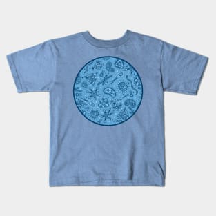 Through the Microscope (Blue) Kids T-Shirt